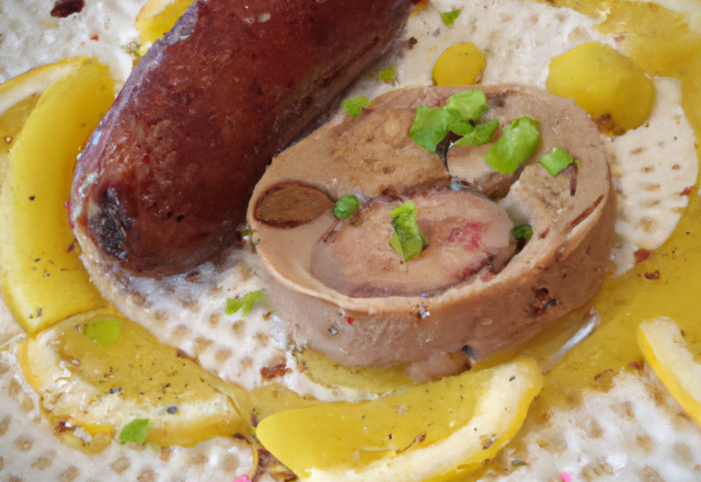 Boudin et foie gras de canard au citron