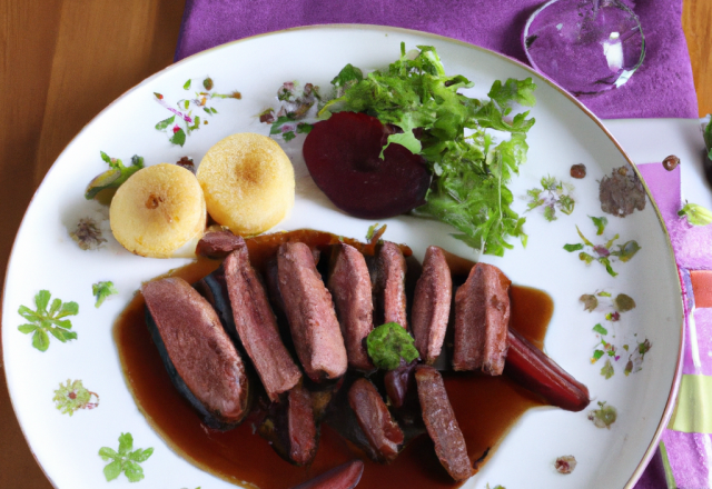 Magret de canard au vin rouge