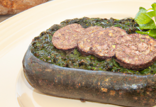 Boudin noir du Velay aux lentilles vertes du Puy