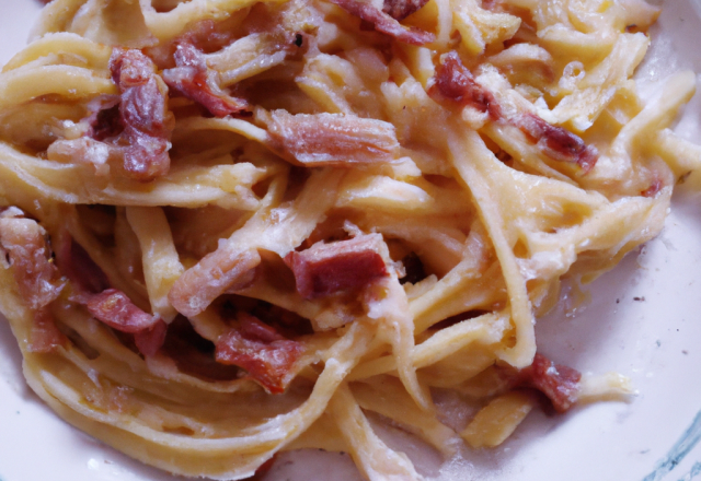 Pâtes aux lardons et au Pecorino