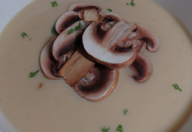 Velouté de champignons et lardons