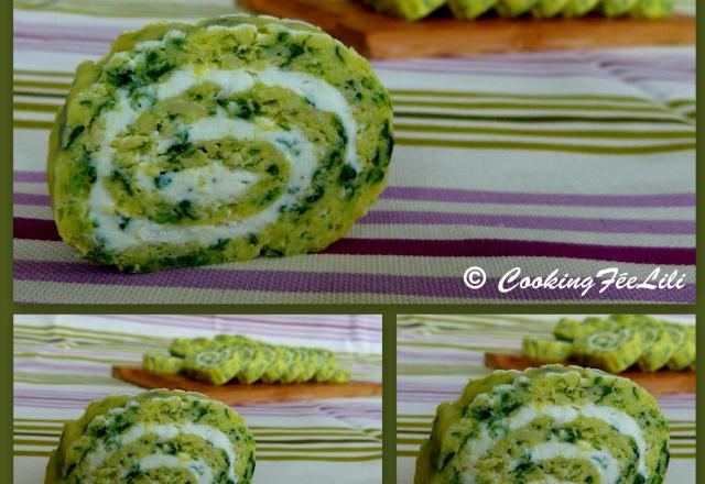 Roulé apéritif épinards et wasabi et fromage de chèvre