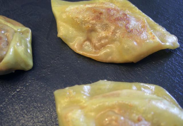 Gyoza ou raviolis japonais accompagnés de sauce soja