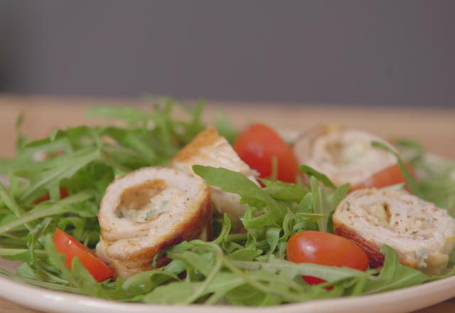 Salade à la Fourme d'Ambert et ses rondelles de dinde farcies