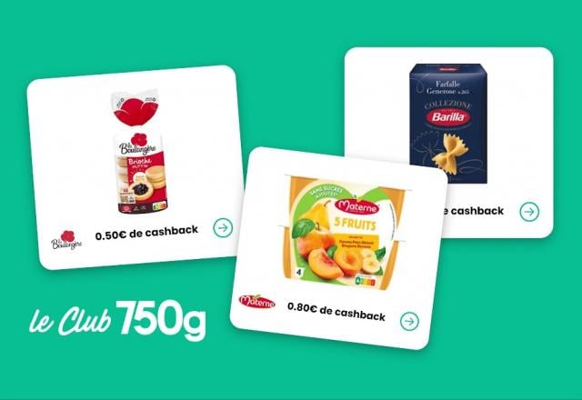 Avec le Club 750g, faites des économies : voici 3 offres pour récupérer de l’argent sur l’achat de compotes, muffins et de pâtes