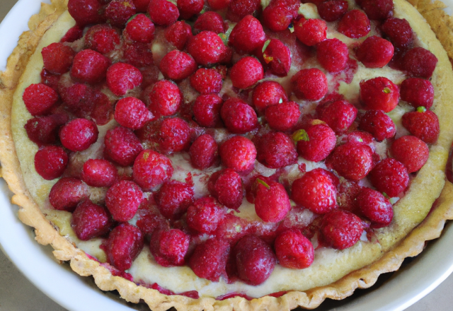 Tarte framboises et pignons