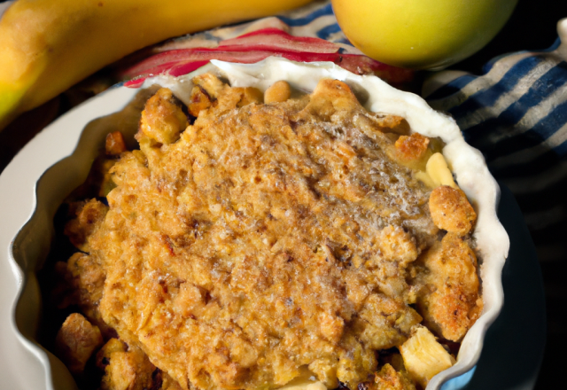 Crumble aux pommes et sa mousse à la banane