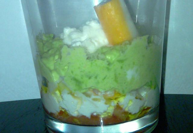 Verrine avocat-surimi au cottage cheese