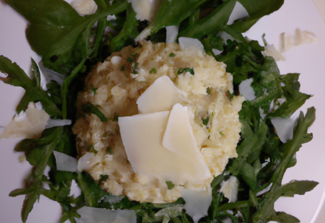 Risotto à l'épinard, roquette et fromage de brebis