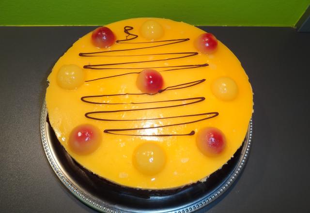 Entremet fruité : mangues, framboises et passion