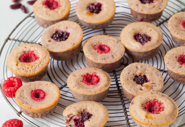 Cake en bouchées aux mûres ou framboises (à base de haricots rouges)