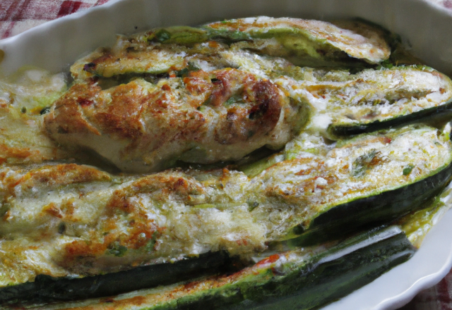 Gratin de courgettes au poulet à la provençale