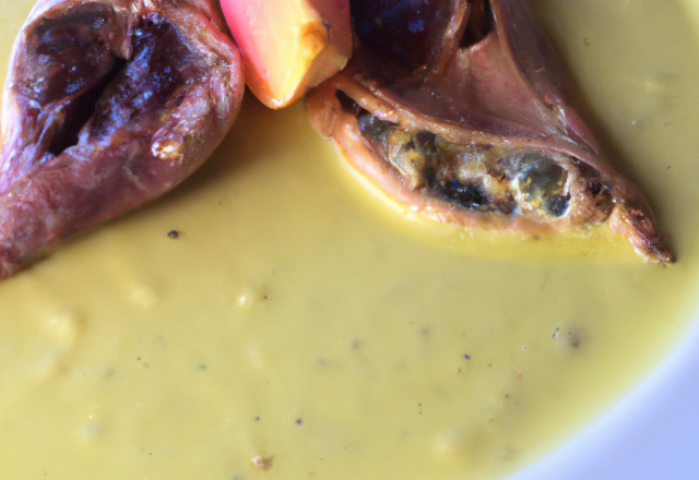 Pigeon en deux cuissons, crème d'ail et ail confit