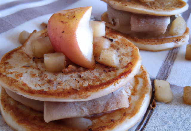 Foie gras et pomme sur blinis faits maison