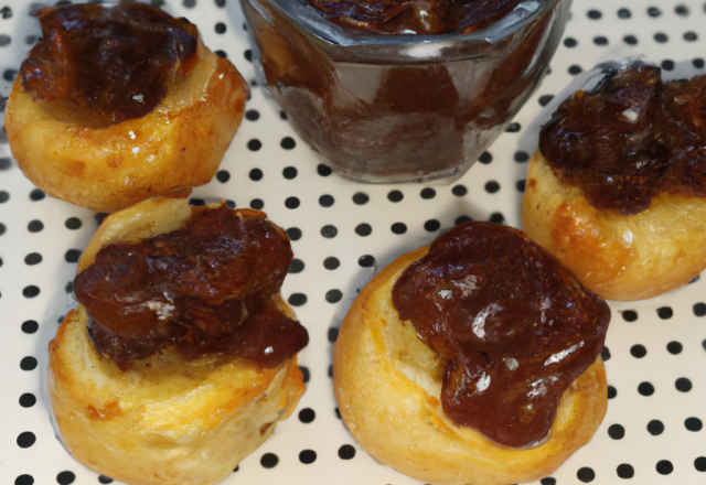 Mini choux magret-confiture d'oignons