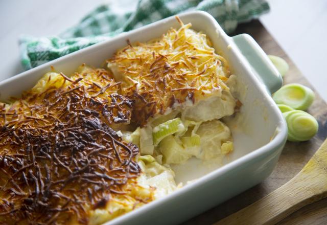 Gratin de pommes de terre aux poireaux