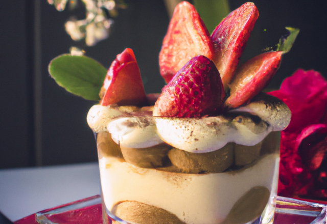 Tiramisu aux fraises et litchi