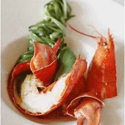 Homard rôti, jus de presse au Banyuls et bergamote - Sucrine du Berry au caramel d'agrumes