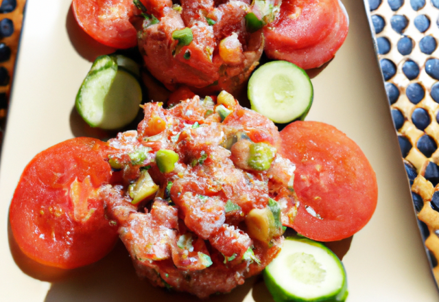 Tartare de tomates concombre et thon