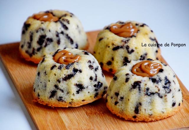 Financier aux vermicelles de chocolat et cœur à la confiture de lait