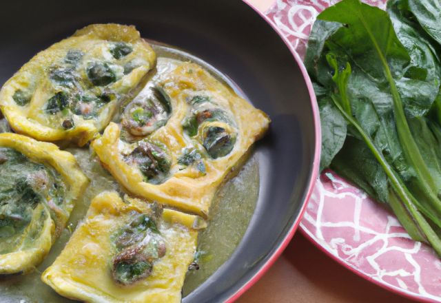 Clafoutis de cuisses de grenouilles au vert de blettes