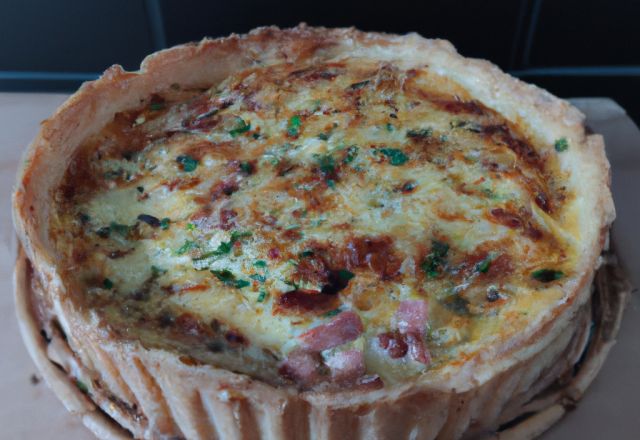 Quiche Lorraine traditionnelle sur sa pâte brisée maison