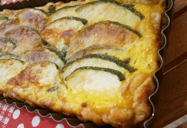 Tarte aux courgettes basilic chèvre et parmesan