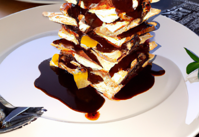 Mille-feuille à la Marie-Stuart, sauce chocolat-mandarine