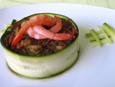 Salade de lentilles aux crevettes