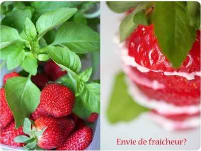 Antipasto de fraises, fromage de chèvre frais et basilic