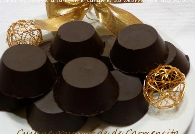 Chocolat fourré, à la crème caramel au beurre salé aux noix