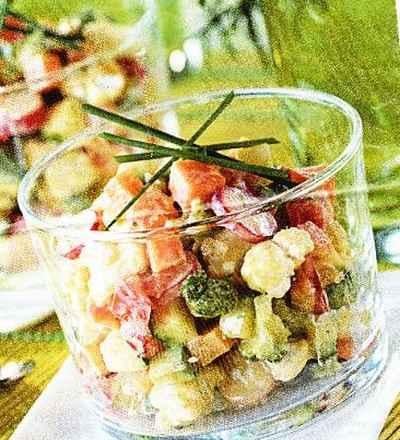 Verrine de tartare de légumes printaniers