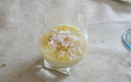 Crème coco aux perles du japon et gingembre confit