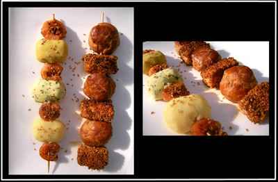 Duo de brochettes saumon-crevettes