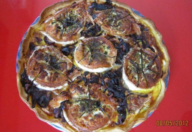 Tarte au chèvre et oignons rouges