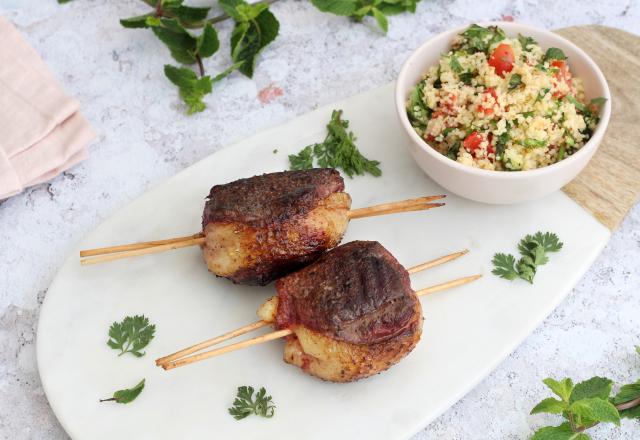 Brochettes de tournedos de Magret de canard au sumac et taboulé