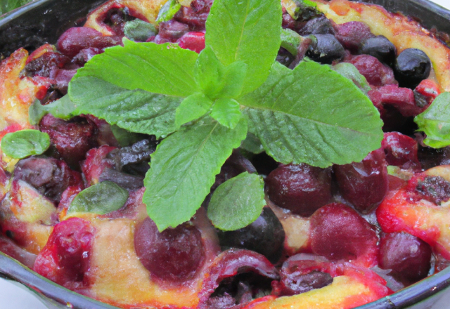 Clafoutis aux fruits rouges à la menthe