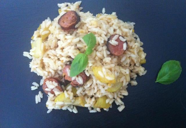 Risotto aux courgettes et chorizo