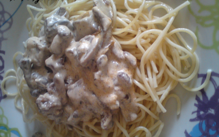 Spaghettis champignons et cidre