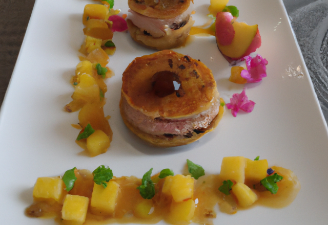 Charlottine à la mangue poélée et au foie gras