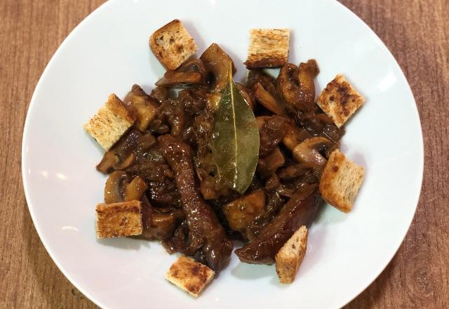 Mijoté de bœuf aux champignons confits à la bière