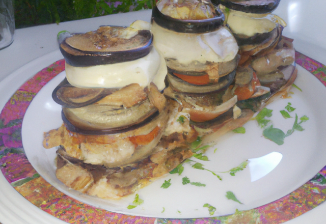 Mille feuilles de poulet et aubergines