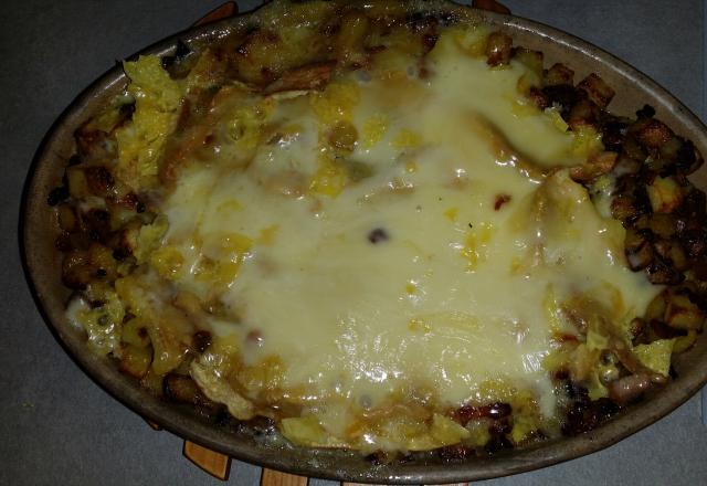 Tartiflette aux dés de pommes de terre poêlées 