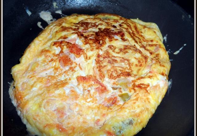 Omelette aux poivrons et blanc de poulet