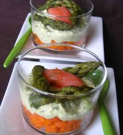 Verrine de carottes et d'asperges