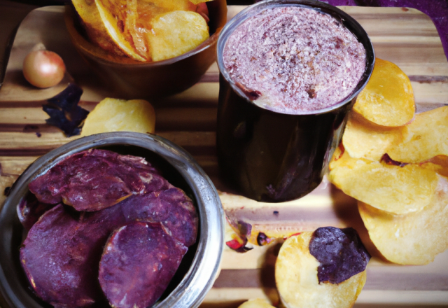 Canette rôtie et chips de Vitelotte