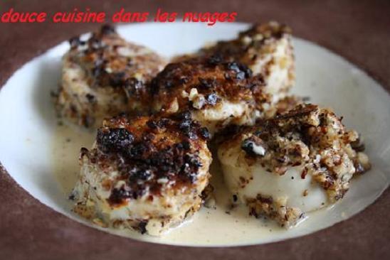 Boudin blanc pané aux noisettes