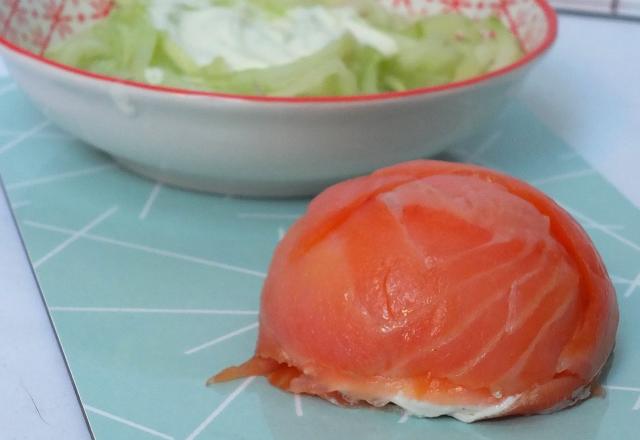 Dômes de saumon crémeux et leurs spaghettis de concombre