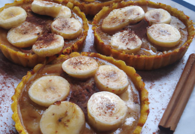 Tartelette à la banane, à la cannelle et au rhum