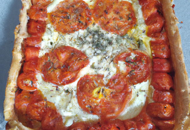 Tarte à la tomate, mozarella et moutarde